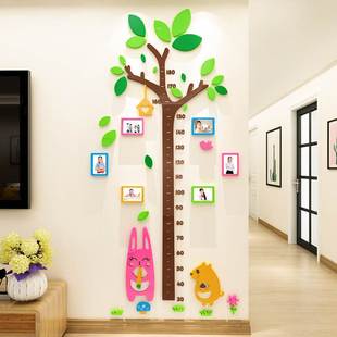 饰 身高贴3d立体墙贴宝宝卡通大树测量身高尺儿童房间幼儿园墙面装