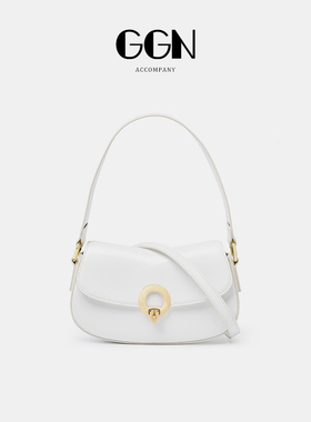 GGN2025新款通勤真皮腋下包女小众高级感时尚手提单肩斜挎新月包