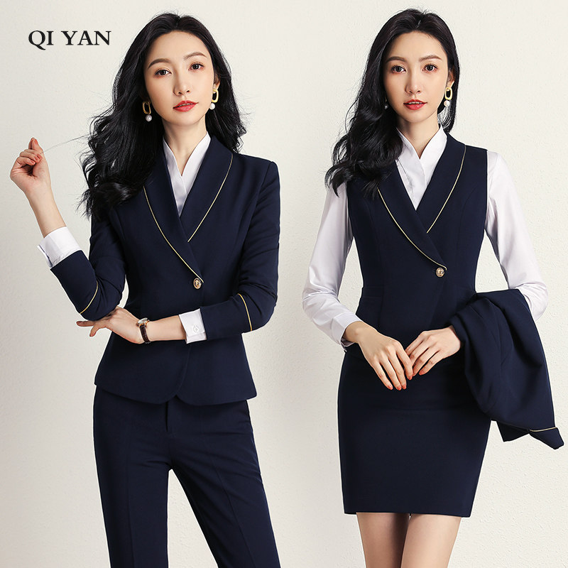 职业套装女2023春秋新款教师马甲西服正装时尚气质西装工作服高端