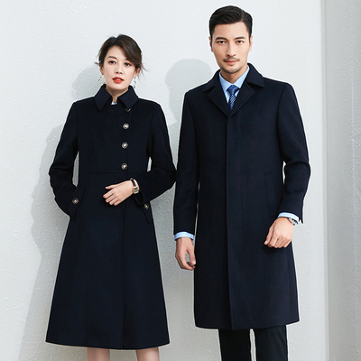工作服大衣女冬职业毛呢外套中长款空姐置业顾问酒店案场售楼4S店