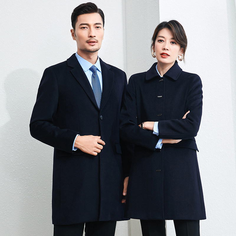 职业毛呢大衣中长款工作服男女同款团购售楼物业酒店珠宝店前台
