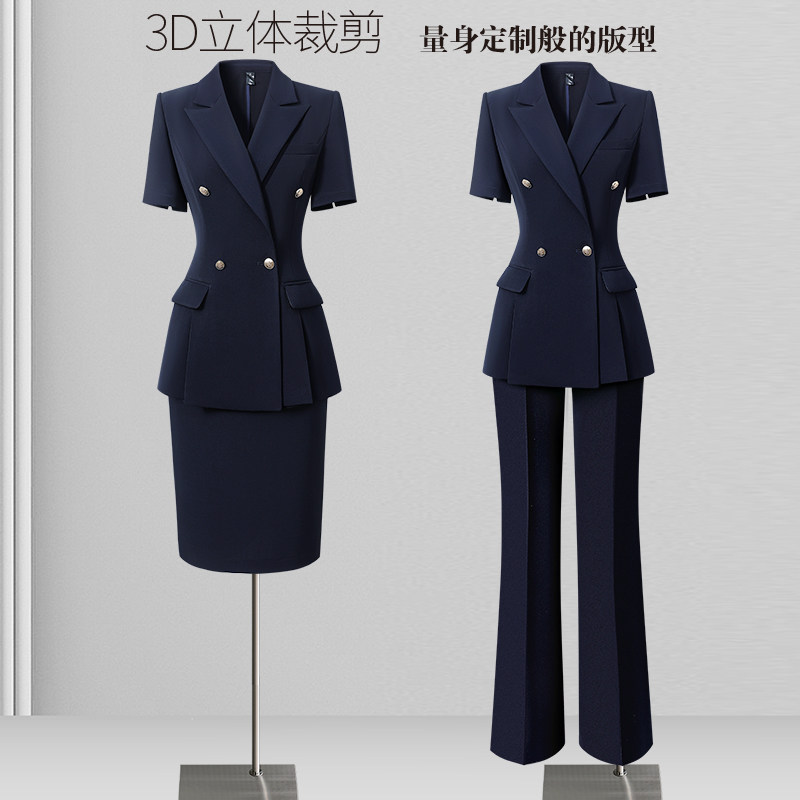 夏季西装套装女薄款2025新款气质收腰短袖西服职业正装经理工作服