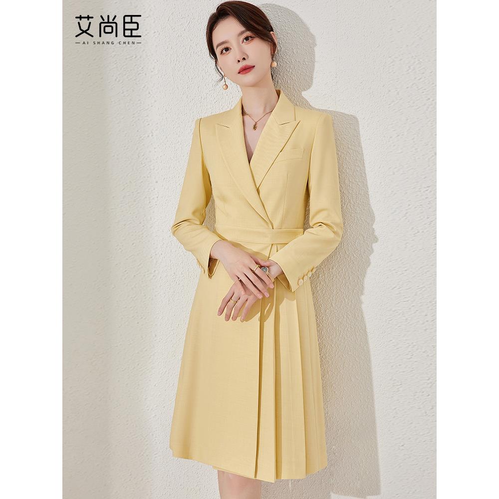 艾尚臣高级感西装连衣裙女秋季职业装气质女神范裙子主持人上镜装