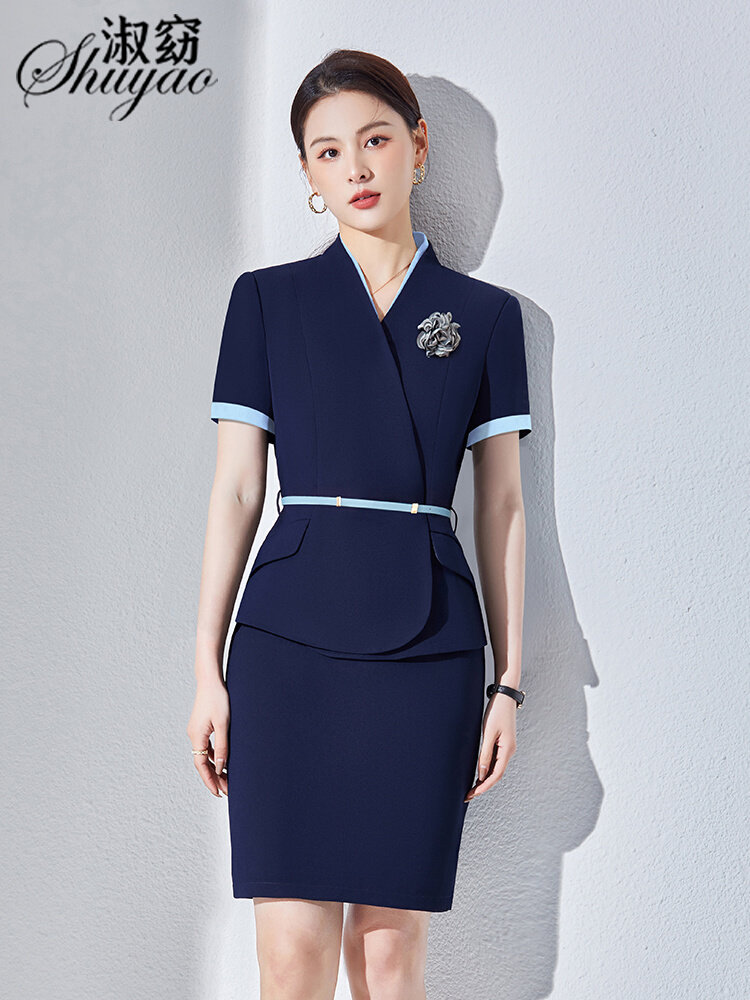 夏季职业西装套装女气质高端酒店前台接待售楼部工作服美容院工装