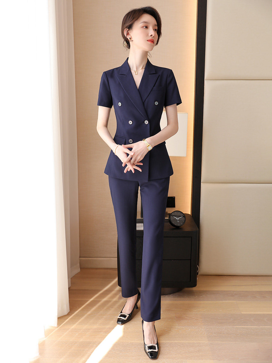 SUMMER HIGH-END SHORT-SLEEVED THIN OVERALLS TEMPERAMENT S DEPARTMENT HOTEL FORMAL WEAR FASHION JEWELRY STORE PROFESSIONAL SUIT WOMEN