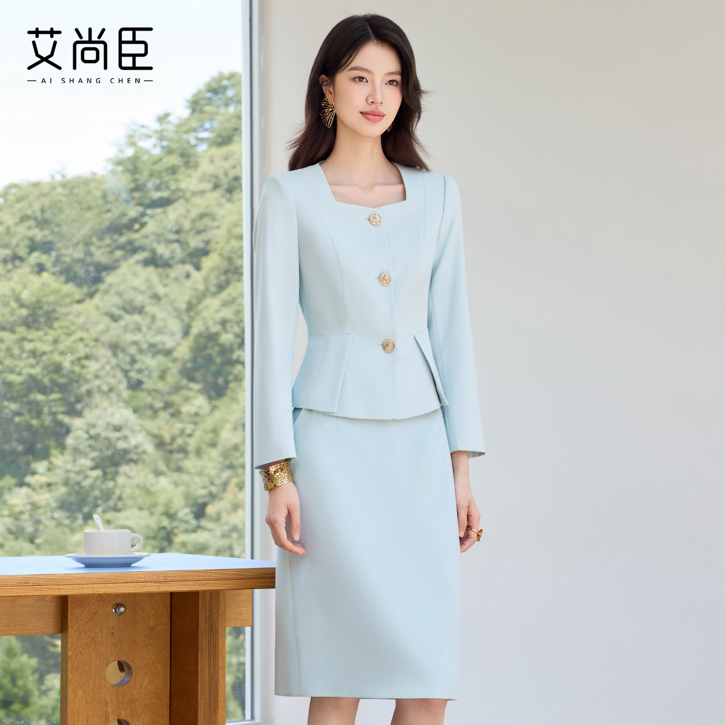 艾尚臣新款西装套装时尚气质职业装正式场合修身显瘦工作服两件套