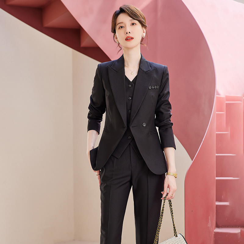 诗璐雅通勤西装三件套女时尚洋气高级感气质西服马甲职业套装秋冬