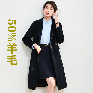 职业妮子外套女冬中长款工装黑色银行售楼酒店教师4S店珠宝店物业