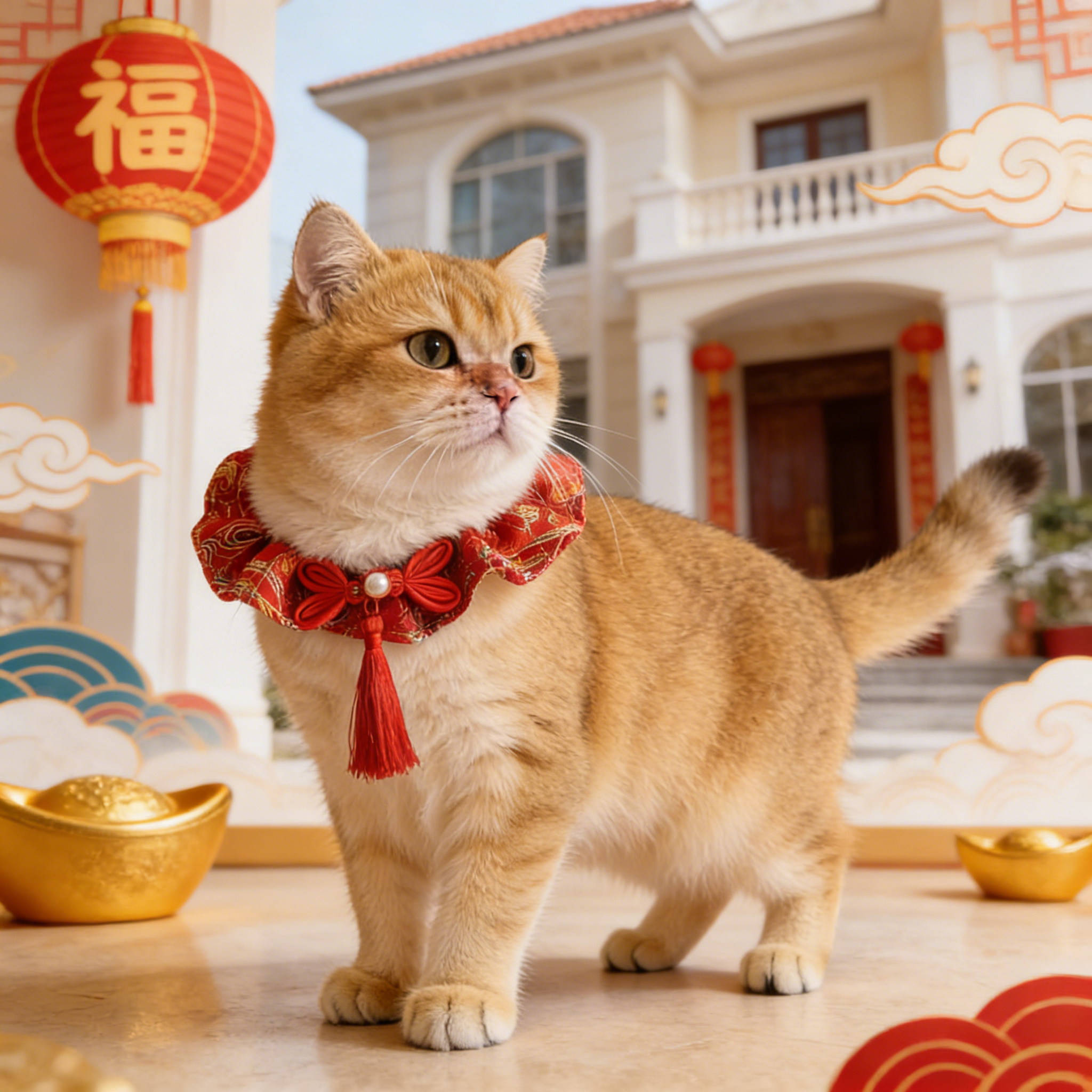 新年喜庆猫咪红色围脖国风项圈可调节口水巾围兜刺绣流苏披肩装饰,宠物/宠物食品及用品,围巾/口水巾,淘宝优惠券,粉丝福利购,淘宝优惠卷