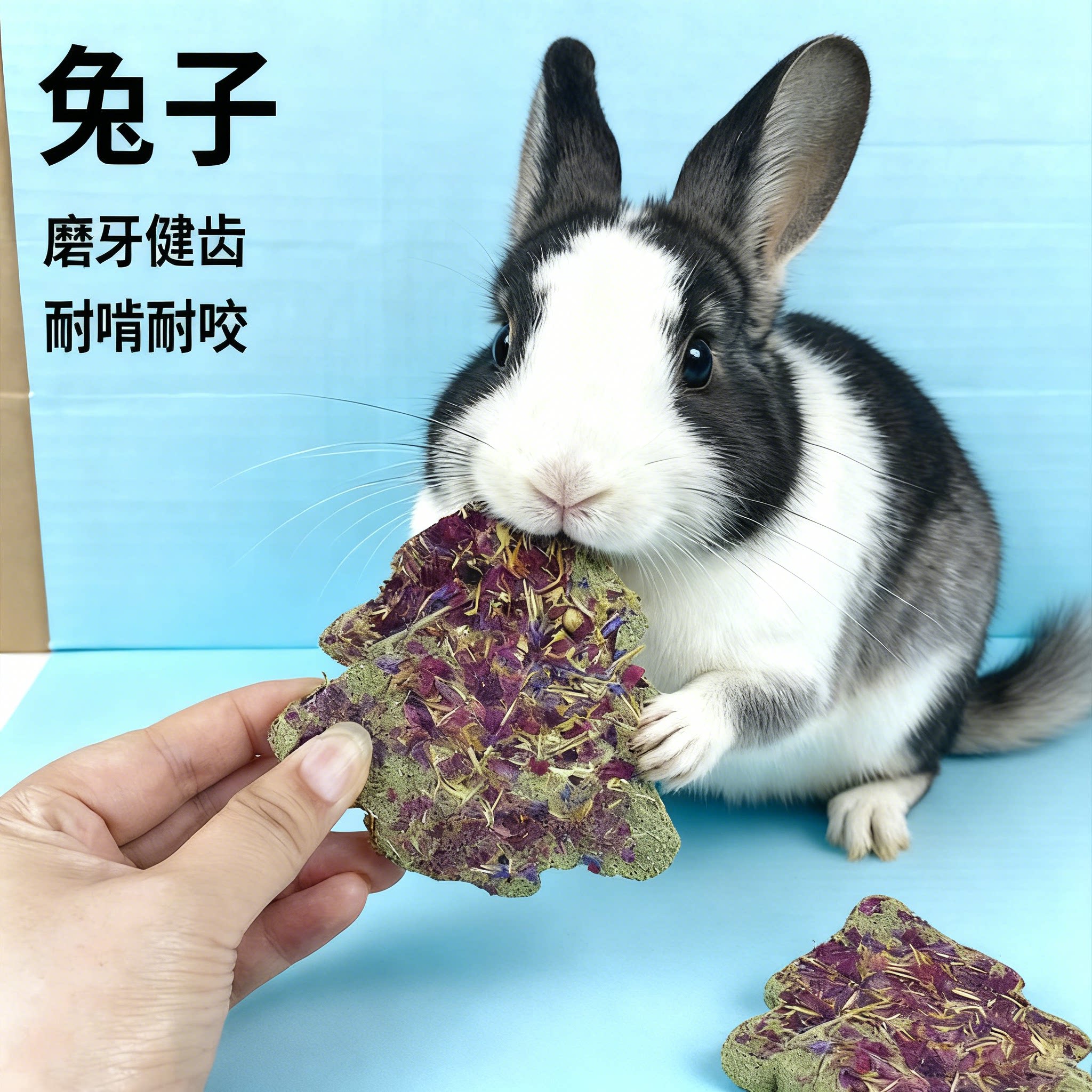 宠物兔子提摩西鲜花草饼兔兔龙猫荷兰猪豚鼠磨牙饼草砖磨牙玩具