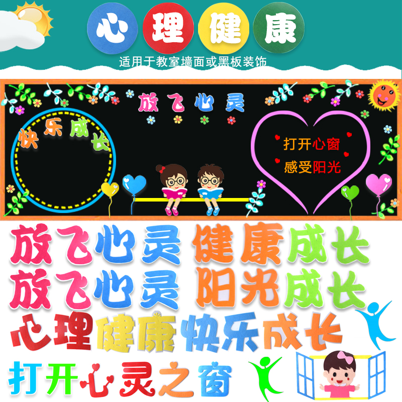心理健康教室布置墙贴