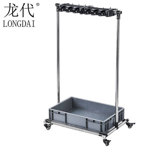 龙代（longdai）不锈钢拖把架落地式拖布扫把清洁工具收纳带轮款
