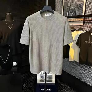 程程轻奢2高端冰凉夏季麦穗提花工艺潮流设计T恤微阔圆领短袖男