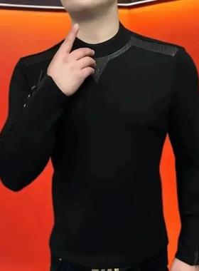 LuxeHave轻奢r黑甲战p士x秋C冬卫衣修F身商务休闲长袖时尚潮流加