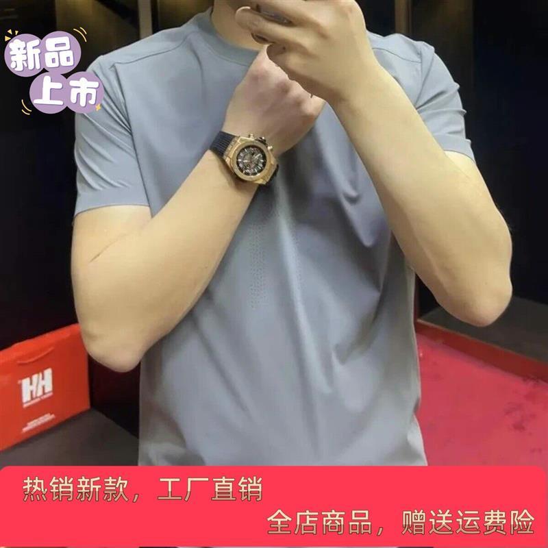 百艺臻选汇夏季圆领修身型通用短袖几何常规T恤商务高品质男款