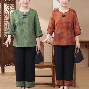 福韵优品服饰3夏季中老年妈妈装50-60岁高档套装老太太透气宽松衣