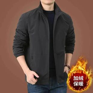 利绅服饰男】秋冬新款p男士休闲立领夹克加绒可选防风保暖宽松外