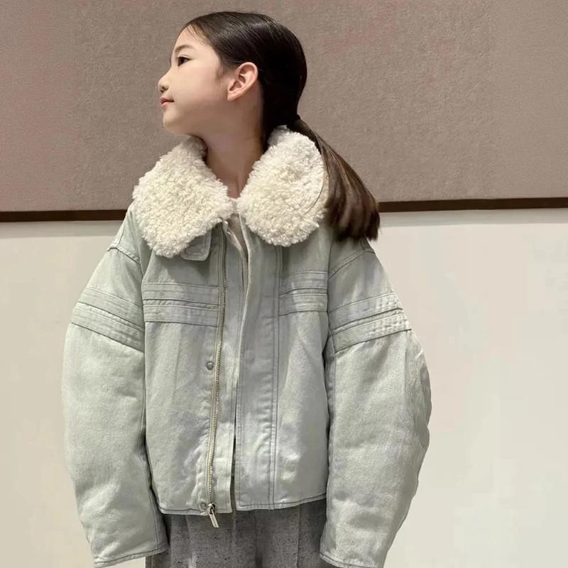 米多多好物优选888女童牛仔外套秋洋气儿童小女S孩超好看棉衣夹棉
