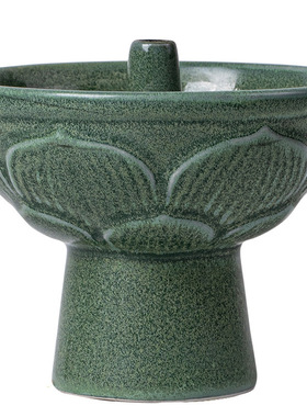 复古莲花烛台陶瓷摆件家居供奉酥油灯佛前长明灯客厅装饰工艺品