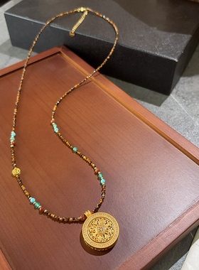 古法复古国风项链八宝罗盘吊坠项链高级国潮新中式毛衣链