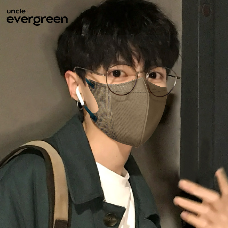 evergreen高颜值男女莫兰迪3d立体莺茶黄色独立包装显脸小口罩