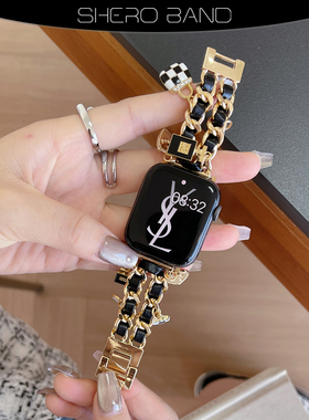 小香风金属链条女表带适用于苹果手表applewatch10代s8s9iwatch42