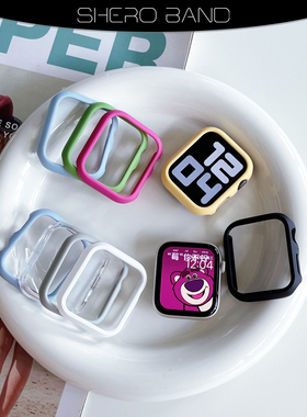 糖果色半包防摔保护壳适用苹果手表10代iwatch9applewatch保护套