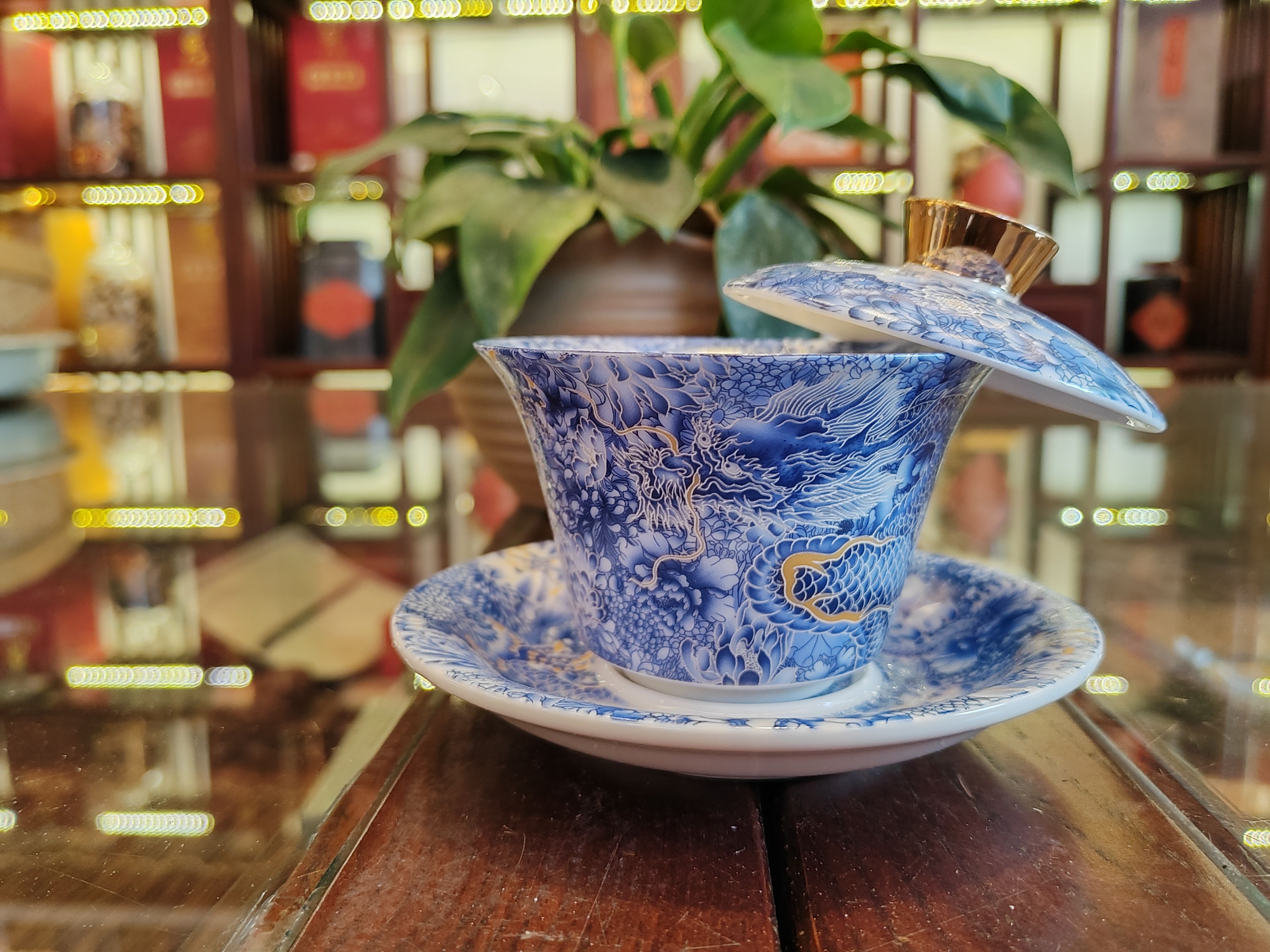 360度可悬停盖碗龙腾盛世满容170ml盖下130ml