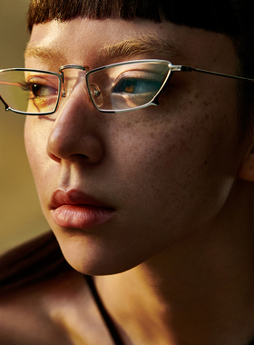 PROTAGO金属撞色拼接小猫眼防蓝光素颜眼镜Picot8B