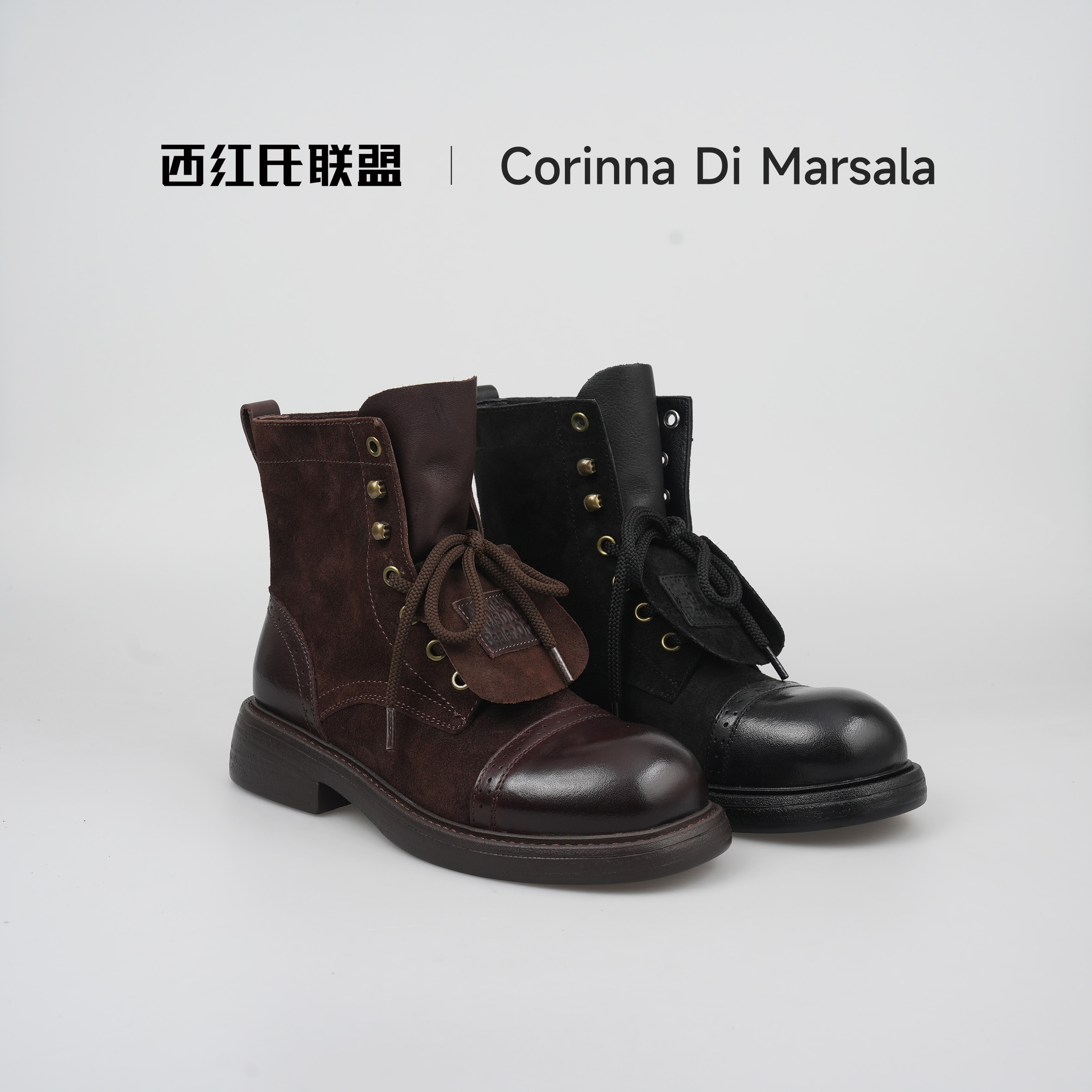 【二米专享】【西红氏】马丁靴X22A355M008跟高3.8cm半码拍大