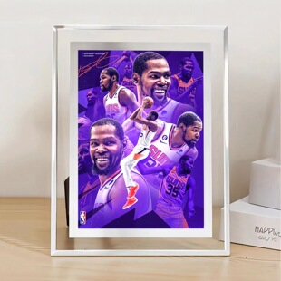 凯文杜兰特水晶玻璃相框摆台KD签名海报照片NBA生日礼物周边纪念