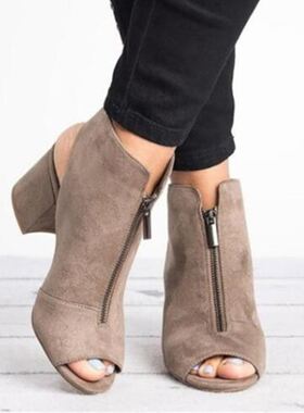 鱼嘴凉鞋女粗跟凉靴women high heels shoes for ladies sandals