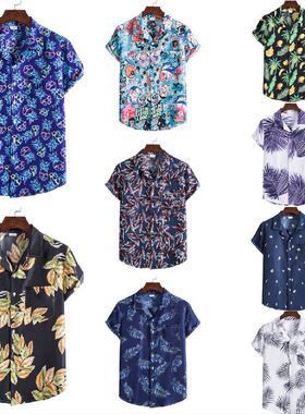 beach shirt hawaiian shirt summer shirts for men cotton T恤