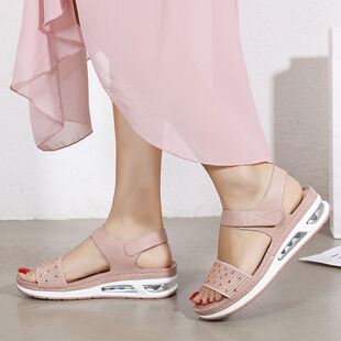 Gas bottom big yards wedge comfortable diamond sandals大码鞋