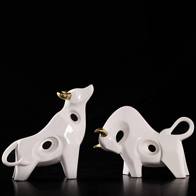 牛摆件客简约现OIF代风柜电视柜办公面家居厅书酒柜书房桌装饰品