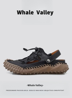 Whale Valley男鞋外贸男士涉水凉鞋夏季网面透气沙滩鞋户外溯溪鞋