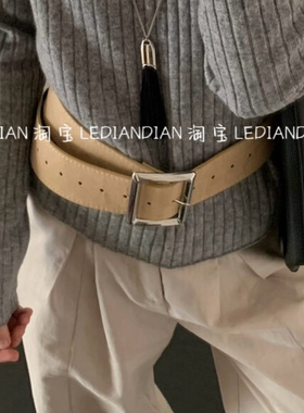 韩风腰带！INS款皮带宽腰带女新款复古高级时尚短裙配饰皮带棕色