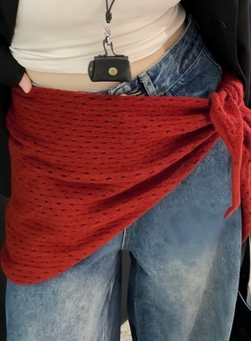 羊毛材质！叠穿屁帘围巾披肩大三角巾保暖裙帘秋冬针织高级INS款