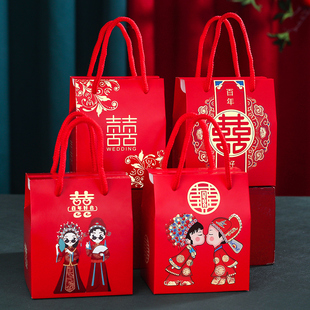 速发结婚喜袋装盒子中式礼品盒婚礼回礼手提伴手礼包装盒空盒