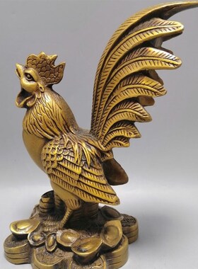 速发精品仿古黄铜器 古玩收藏 生肖件摆居 家鸡装饰摆设