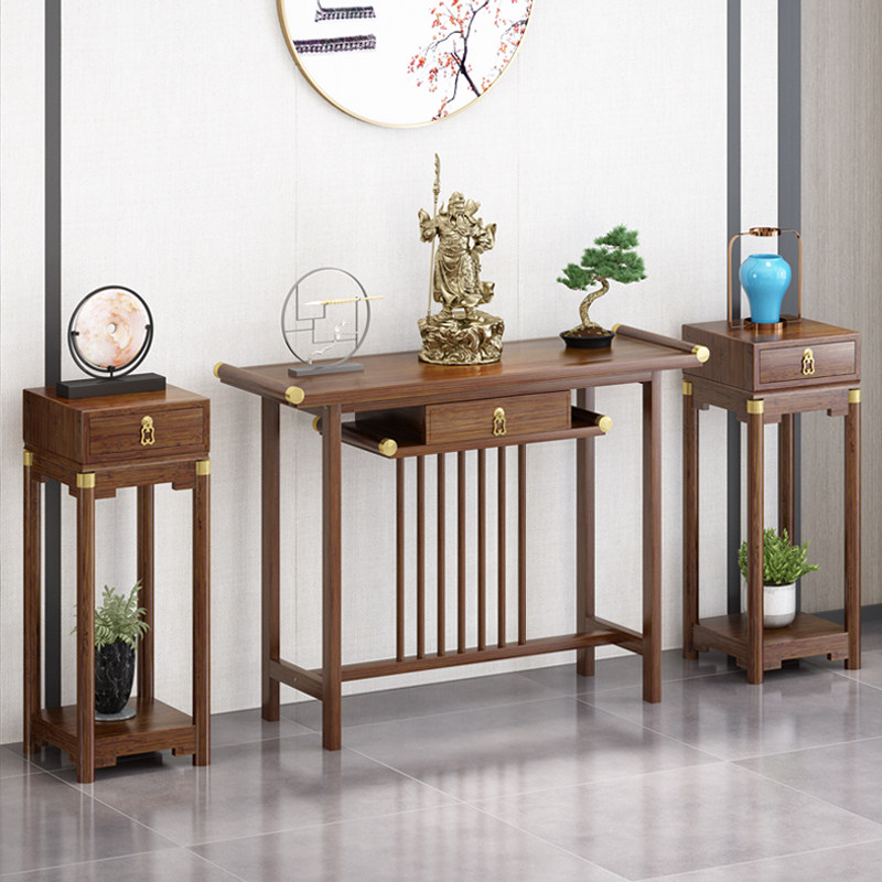 速发新中厅玄关台禅意门端铜件供桌简约客式条案厅景台轻奢玄关柜