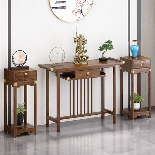速发新中厅玄关台禅意门端铜件供桌简约客式条案厅景台轻奢玄关柜