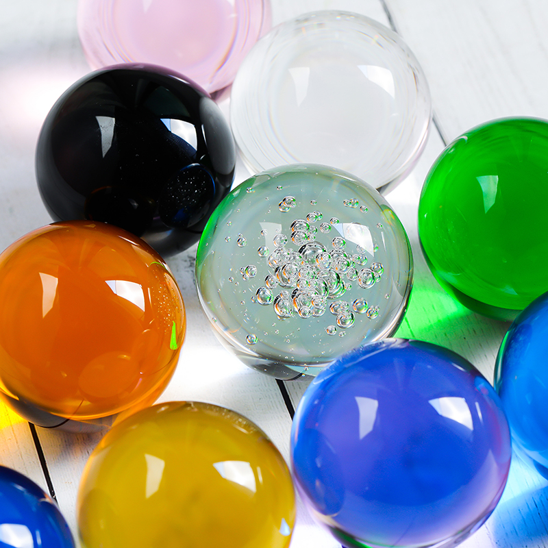 速发透明色玻璃球珠子实心水晶球摆件黄大紫色弹珠工艺装饰抛光球