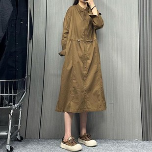 速发2024春秋装新款中长百宽松休闲大款韩版码搭装长袖连衣裙子