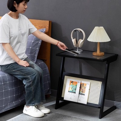 速发床头柜简约床级收纳小型柜子置物木实架卧室储物柜高尾感轻奢