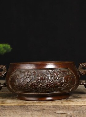 速发纯铜 龙 莲花香炉耳古玩收藏 铜质优良螭送礼赏玩佳品 手感沉