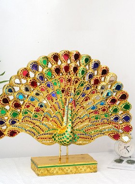 速发泰国孔雀开屏木雕摆柜东南亚风格客厅玄关电视酒件办公室装饰