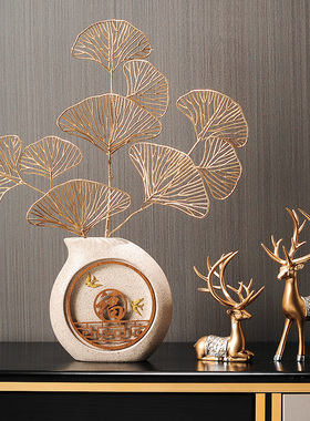 速发居中式福字招古电视柜装饰品花瓶摆设家新客厅禅意酒柜博财架