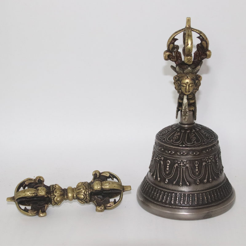 速发金刚铃杵尼泊尔青铜手刚藏式雕花铃铛五器金刚杵密宗法股金工