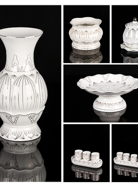 速发净白莲花杯供供水杯香炉陶瓷具水果盘供奉财神碗筷小酒佛供奉